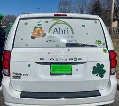 Abri Van decorated for the Irish Parade